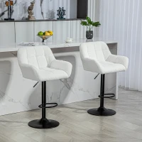 HOMCOM Swivel Barstools Set of 2 Adjustable Bar Stools with Footrest Armrests for Dining Room Cream White(m-8)