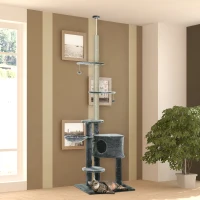 PawHut 104.25" Cat Tree Stand House Hammock Pet Furniture Kitten Activity Tower Kitty Play House 5-Tier - Dark Grey(m-8)