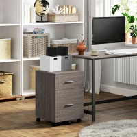 Vinsetto Mobile Filing Cabinet, Vertical File Cabinet with 2 Drawers, Wheels, for Letter or A4 File, Grey(m-10)
