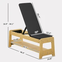 Soozier Wooden Adjustable Weight Bench with Dumbbell Rack, Flat or Incline Workout Bench for Home Gym Weight Lifting, Black(m-3)