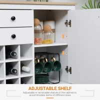 HOMCOM Coffee Bar Cabinet 9-Bottle Wine Rack, Sideboard Buffet Cabinet, Wine Cabinet with Drawers and Adjustable Shelves, Natural and White(m-6)