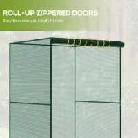 Outsunny Walk-in Crop Cage, Plant Protectors from Animals with Roll Up Zippered Door, 3.9' x 3.9' x 5.9', Dark Green(m-6)