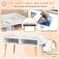 Qaba 3 in 1 Kids Table and Chair Set for Playing, Drawing, Reading, Art, Craft, for Nursery, Playroom, Blue(m-4)