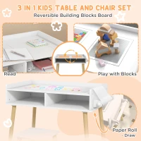 Qaba 3 in 1 Kids Table and Chair Set for Playing, Drawing, Reading, Art, Craft, for Nursery, Playroom, Grey(m-4)