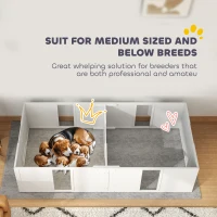 PawHut Whelping Box for Dogs and Puppies, Dog Birth Supplies Indoor w/ Adjustable Height Doors, for Medium Sized Dogs(m-6)