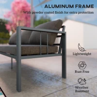Outsunny 3-Seat Aluminum Outdoor Couch Patio Sofa with Cushions, Wide Seat, Armrests for Garden, Backyard, Balcony, Dark Grey(m-5)