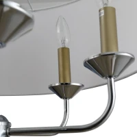 HOMCOM 6-Light Modern Chandelier Candle Pendant Light, Drum Fabric Lampshade for Dining Room, Bedroom, Kitchen, Living Room with Hanging Light Fixture, White(m-7)