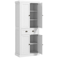 HOMCOM 72" Kitchen Cabinet, Kitchen Pantry Cabinet with 4 Doors, 2 Adjustable Shelves and Drawer, Distressed White
