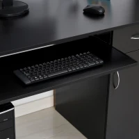 HOMCOM 47.25" Computer Desk with Keyboard Tray, CPU Stand, Writing Desk with Drawer and Storage Shelves, Black(m-10)