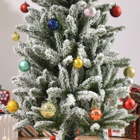 HOMCOM 6ft Unlit Snow-Flocked Slim Pine Artificial Christmas Tree with Realistic Branches and 394 Tips(m-8)