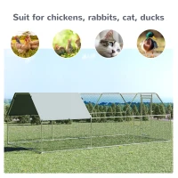 PawHut 18.7' Chicken Coop Galvanized Hen House Poultry Cage Outdoor Enclosure w/ UV-Protection Water-Resist Cover(m-9)