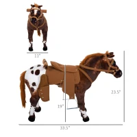 Qaba Sound-Making Ride On Horse for Toddlers 3-5, with Neighing and Galloping Sound, Stuffed Animal Horse Toy for Kids with Padding, Soft Feel, Brown(m-3)