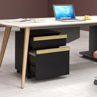 Vinsetto Mobile Filing Cabinet with 2 Drawers, Office Storage Cabinet with 5 Wheels, Black Wood Grain(m-8)