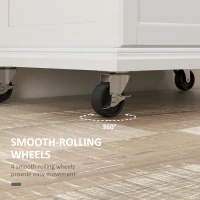 HOMCOM Kitchen Island with Wheels, Rolling Kitchen Island with Storage, Stainless Steel Countertop for Dining Room, Cream White(m-6)