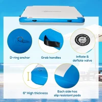 Outsunny 10 x 7ft Water Inflatable Floating Dock, Inflatable Platform Island, Large Floating Mat Raft with Air Pump & Backpack, for Pool, Beach, Ocean, White(m-4)