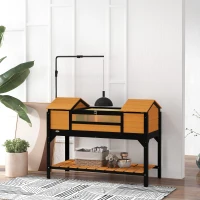 PawHut Tortoise Enclosure Tortoise House with Adjustable Lamp Holder Storage Shelf, Dual Main Houses, Openable Lid, Yellow(m-10)