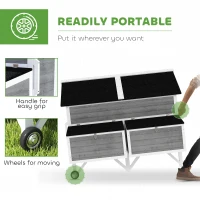 PawHut 59" Wooden Chicken Coop w/ Wheels, Handles, 2 Nesting Boxes, 2 Trays, 4 Perches, Chicken Tractor for 4-6 Chickens, Gray(m-4)