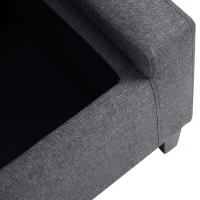 HOMCOM Storage Ottoman Bench, Linen Upholstered Bench with Tufted Design(m-6)