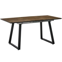 HOMCOM Extendable Dining Table Rectangular Wood Effect Tabletop for 4-6 People with Steel Frame & Hidden Leaves for Kitchen, Dining Room, Living Room(m-2)