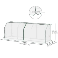 Outsunny 71" x 17" x 24" Mini Greenhouse Portable Hot House for Plants with Zipper Design for Outdoor, Indoor, Garden, White(m-3)