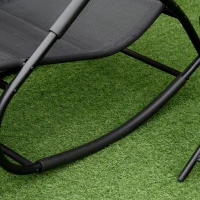Outsunny Rocking Chair, Zero Gravity Patio Chaise Sun Lounger, Outdoor Rocker, UV Water Resistant, Pillow for Sunbathing, Lawn, Garden or Pool, Black(m-9)