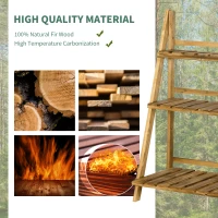 Outsunny 3-Tier Folding Plant Stand, 24" x 15" Wooden Indoor Plant Shelf Display Stand, for Corner Balcony Garden Patio(m-4)
