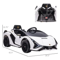 Aosom 12V Lamborghini SIAN Licensed Electric Car for kids with Remote Control, Horn, Music, & Headlights, White(m-3)