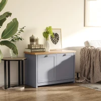 HOMCOM Shoe Cabinet with Double Doors, Shoe Storage Cabinet with 4 Compartments for Hallway, Entryway, Grey(m-1)