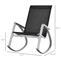 Outsunny Outdoor Modern Front Porch Patio Rocking Sling Chair - Black/ Silver(m-3)
