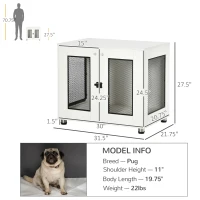 PawHut Dog Crate Furniture with Water-resistant Cushion, Dog Crate End Table with Double Doors, Indoor Pet Crate for Small Medium Dogs Indoor Use, White(m-3)