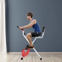 Soozier Foldable Upright Training Exercise Bike Indoor Stationary X Bike with 8 Levels of Magnetic Resistance for Aerobic Exercise, Red(m-10)