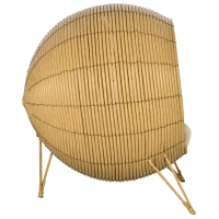 PawHut 20.5" Rattan Cat Bed, Wicker Elevated Round Condo for Comfort and Circulation with Cushion(m-7)