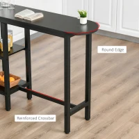 HOMCOM Modern Bar Table, Pub Table, Accent Console Table with Side Storage Shelf & Metal Frame, Black(m-5)