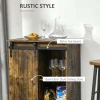 HOMCOM Industrial Wine Cabinet, Sideboard Storage Cabinet, Serving Bar Buffet with Sliding Barn Door and 6-Bottle Wine Rack, Brown(m-5)