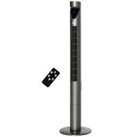 HOMCOM 46 Inch Tower Fan for Bedroom Cooling, 70°Oscillating Fan with 3 Speeds, 12H Timer, and Remote Control, Standing Floor Fan for Home Office, Grey(m-11)