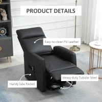 HOMCOM Power Lift Recliner Chair with Remote Control Side Pocket for Living Room Home Office Study Black(m-7)