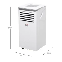 HOMCOM 8000 BTU Portable Air Conditioner for Rooms Uo to 344 Sq.Ft., 4-in-1 Mobile AC Unit with Dehumidifier, Cooling Fan, Sleep Mode, Remote, 24H Timer, Window Installation Kit, White(m-3)
