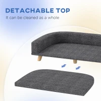 PawHut Dog Sofa for Large Dogs with Washable Cover, Anti-slip Foot Pads, Dark Grey(m-5)