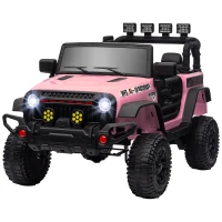 Qaba 12V Battery Powered Ride on Car, Ride on Truck w/ Remote, 4 Suspension Wheels, Music Horn Lights, Pink(m-1)