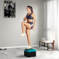 Soozier 5-Level Height Adjustable Stepper, Aerobic Exercise Step Platform, 4" 6" 8" 10" 12", Blue(m-1)