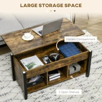 HOMCOM Lift Top Coffee Table, Modern Center Table with Storage Shelves and Hidden Compartment for Living Room, 41" L(m-5)