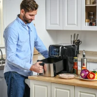 HOMCOM Air Fryer, 1700W 6.9 Quart Air Fryers Oven with Digital Display, 360° Air Circulation, Adjustable Temperature, Timer and Nonstick Basket for Oil Less or Low Fat Cooking, Black(m-10)