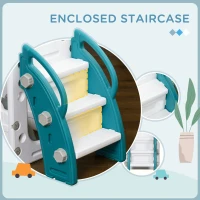 Qaba 7 in 1 Toddler Slide with Basketball Hoop, Climber, Telescope, Tunnel, Steering Wheel, for 1-3 Years, Yellow(m-6)