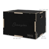 Soozier 24/20/16 In Wooden Plyometric Jump Box with Handle Openings for Home Gym Workout Training(m-3)