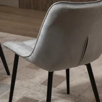 HOMCOM Upholstered Dining Chair Lounge Chair Soft Set of 2 Velvet-Touch Kitchen Reception Living Room Chair with Metal Legs, Grey(m-9)
