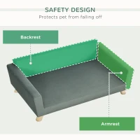 PawHut Dog Couch with Removable Pillows, Foam Pet Sofa, Cat Sofa with Removable Washable Cushion & Water-Resistant Fabric, Gray(m-5)