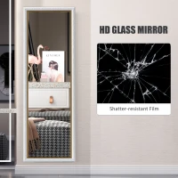 HOMCOM Floor Standing Mirror, Full Body Mirror, Free Standing, Leaning or Wall Mirror with Frame for Bedroom, Silver(m-7)