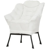 HOMCOM Modern Accent Chair, Armchair with Side Pockets and Solid Steel Legs, Comfy Reading Chair for Living Room, Cream White(m-2)