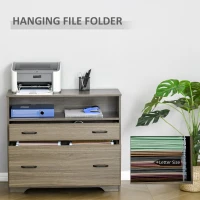Vinsetto Lateral File Cabinet with Shelf, 2 Drawer Filing Cabinet for Letter Sized Papers, Print Stand, Charcoal Grey(m-5)