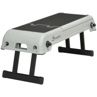 Soozier Multipurpose Workout Bench, Adjustable Stepper Deck with Resistance Ropes, Incline and Decline, Foldable Weight Bench for Home Gym Aerobic & Strength Training(m-11)